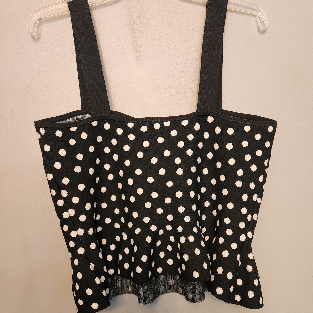 Polka Dot Sleeveless Peplum Sweater - Picture 6 of 8
